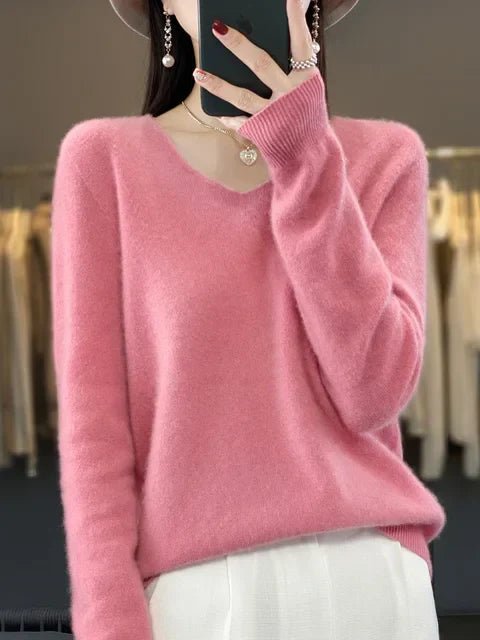Cashmere Sweater for Women | V-Neck | Pink