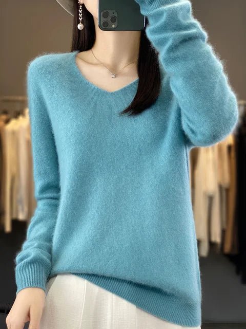 Cashmere Sweater for Women | V-Neck | Turquoise