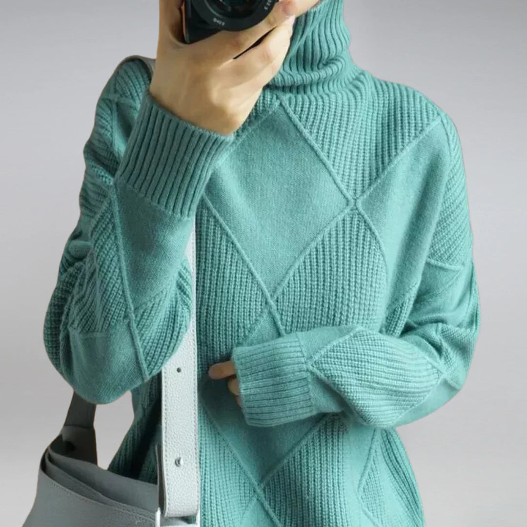 Cashmere Turtleneck Sweater for Women | Winter | Blue Green