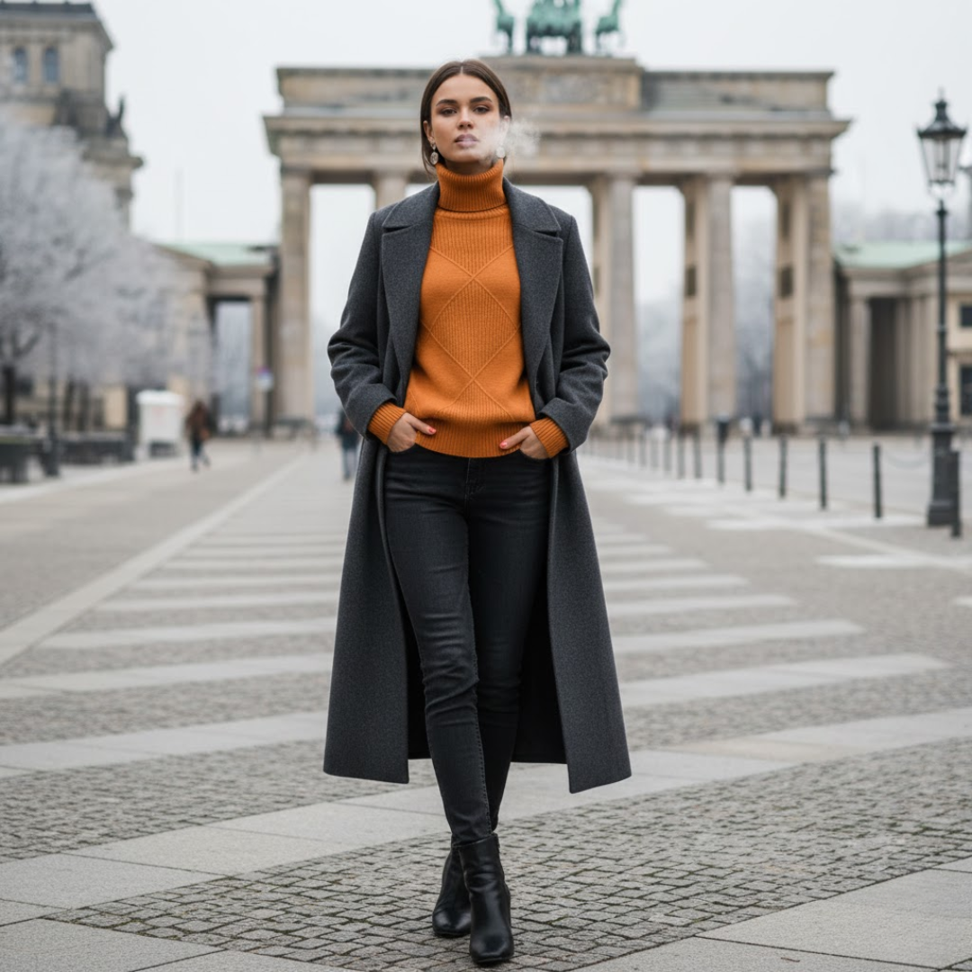 Cashmere Turtleneck Sweater for Women | Winter | Orange1