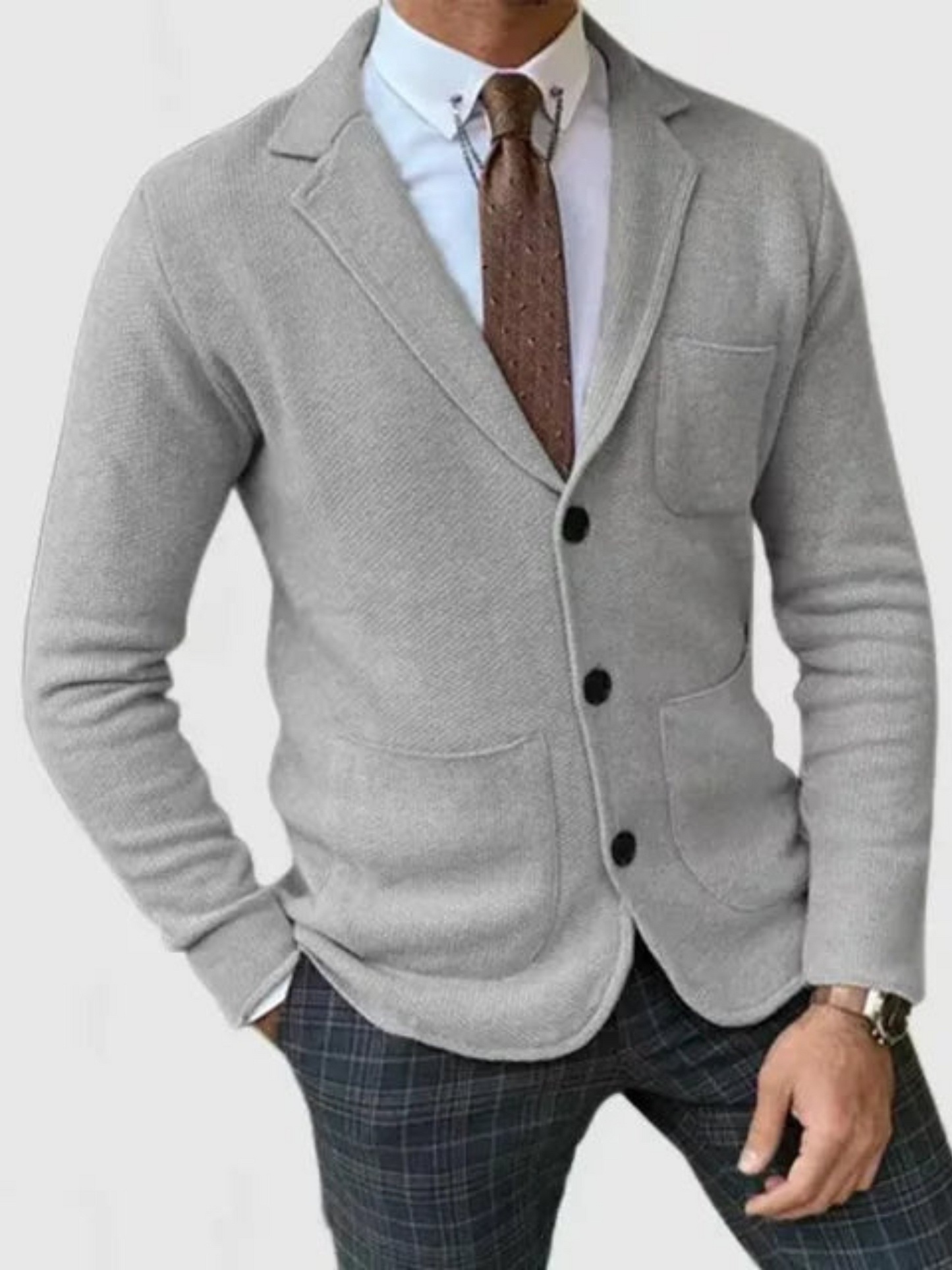 Casual Blazer Jacket for Men | Tailored Fit | Light Gray