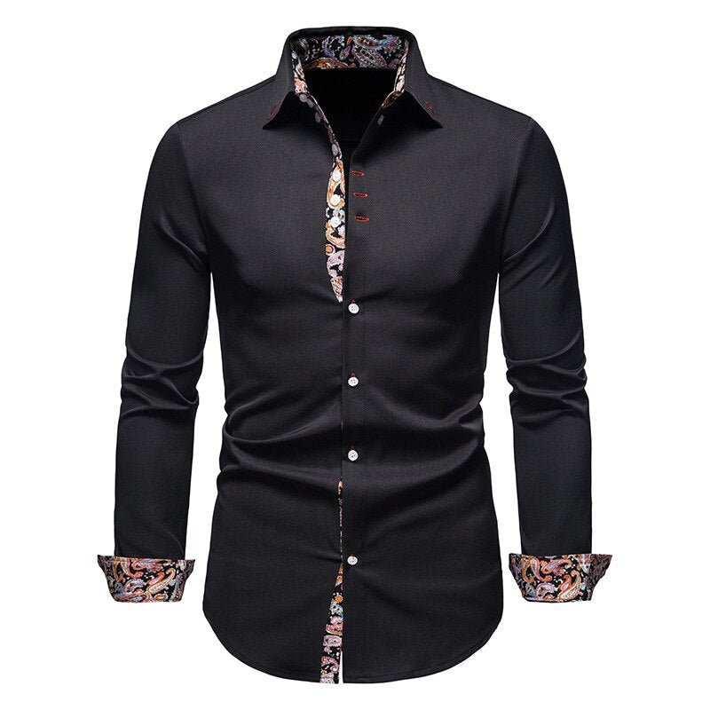 Casual Long Sleeve Shirt for Men | Tailored Fit | Black