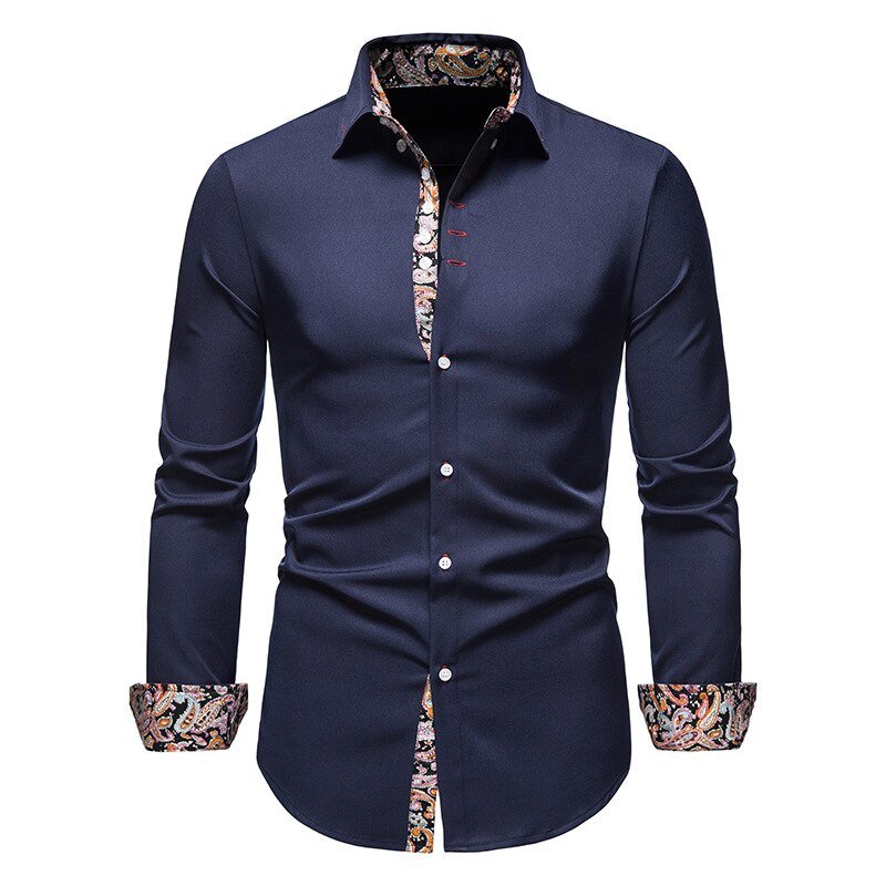 Casual Long Sleeve Shirt for Men | Tailored Fit | Navy Blue