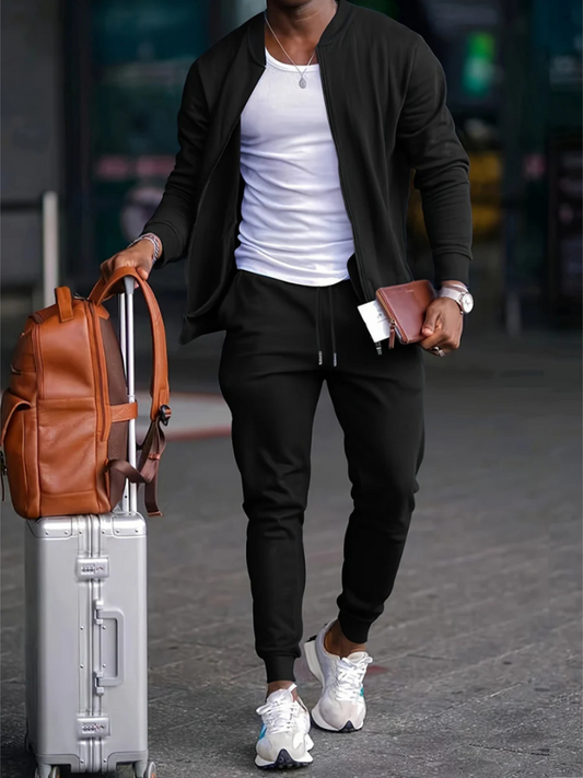 Casual Two-Piece Set for Men | Comfortable | Black