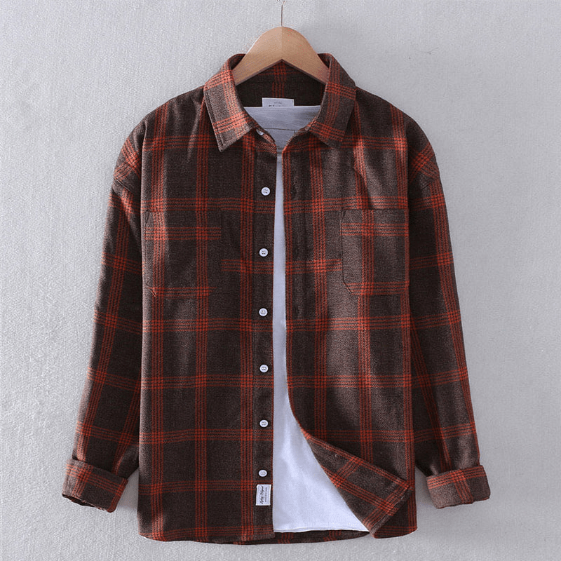 Check Long-sleeved Shirt for Men | Casual Fit | Red