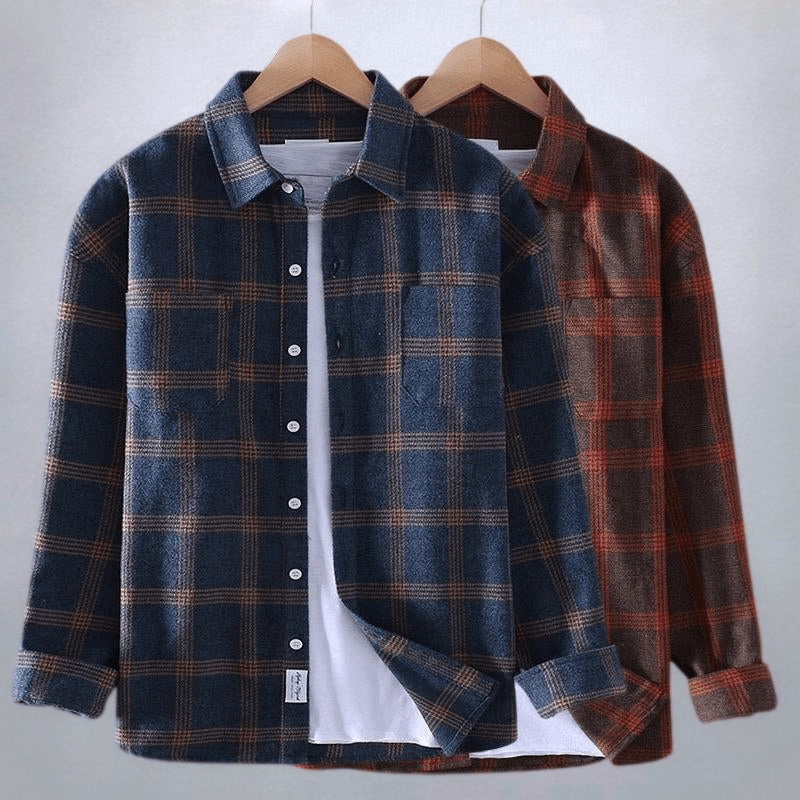 Check Long-sleeved Shirt for Men | Casual Fit | Red1