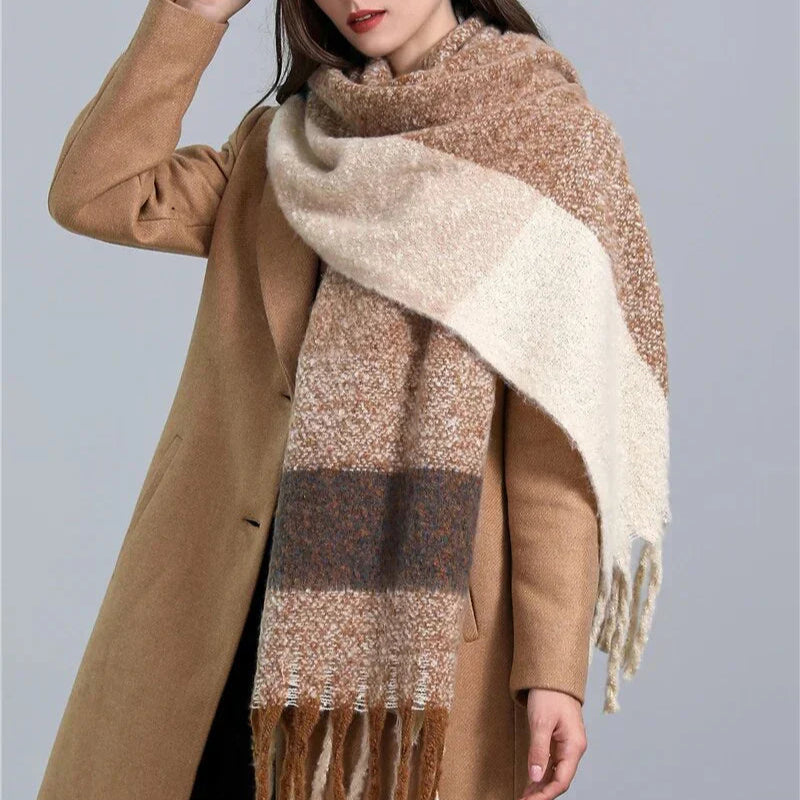 Checked Scarf for Women | Generously Sized | Khaki