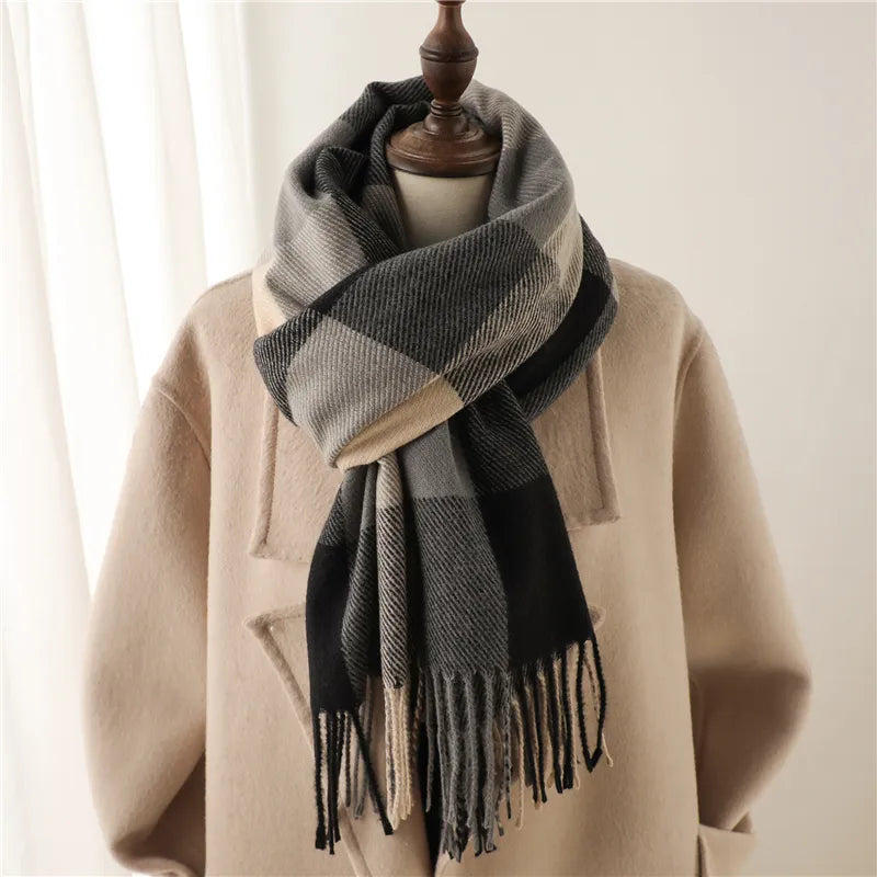 Checked Scarf for Women | Winter Accessory | Black
