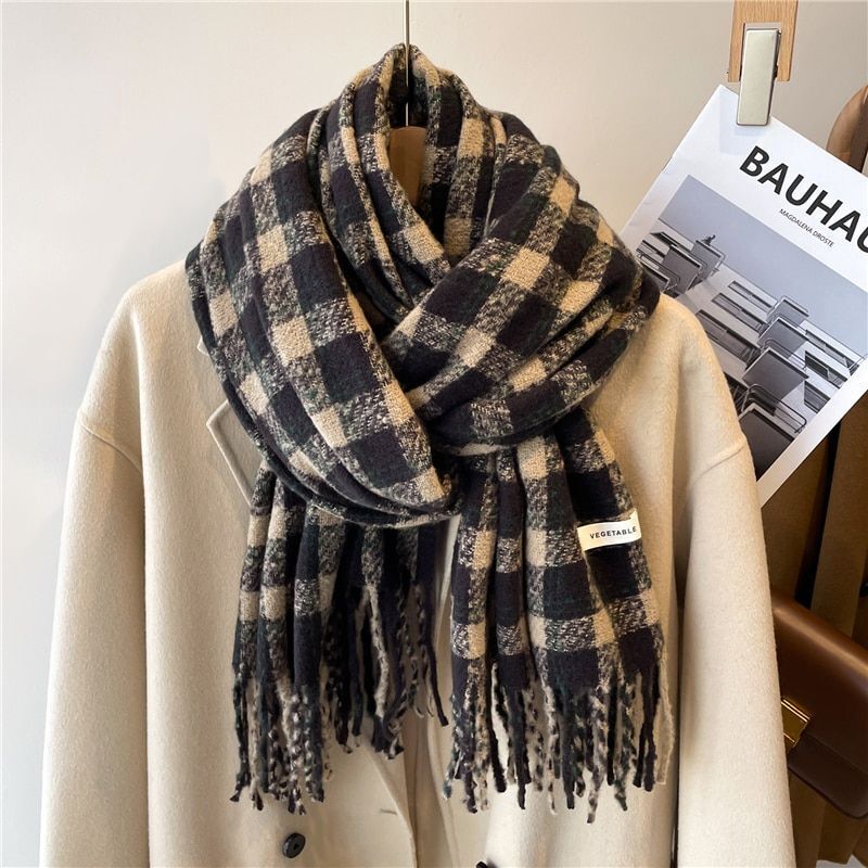 Checked Scarf for Women | Winter Accessory | Black1