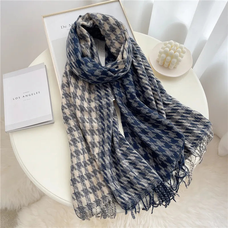 Checked Scarf for Women | Winter Accessory | Blue