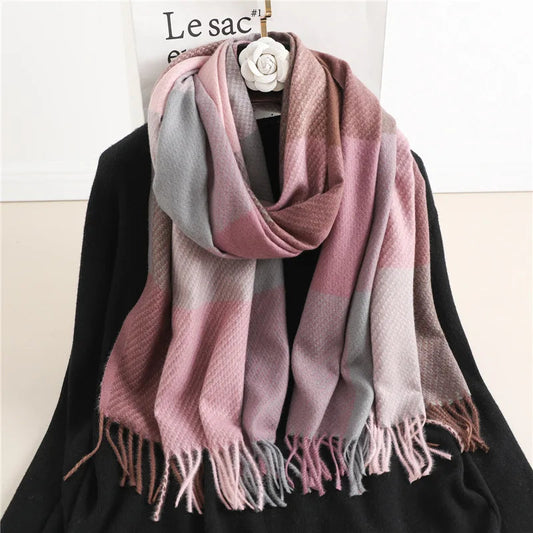 Checked Scarf for Women | Winter Accessory | Pink