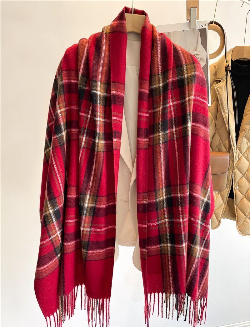 Checked Scarf for Women | Winter Accessory | Red