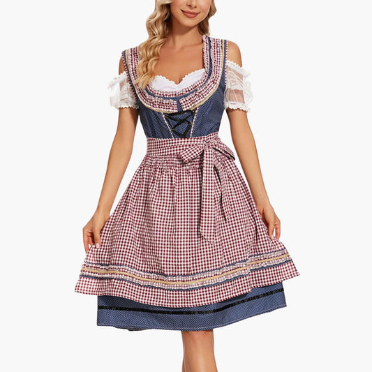 Checkered Dirndl Dress for Women | Knee-Length 0