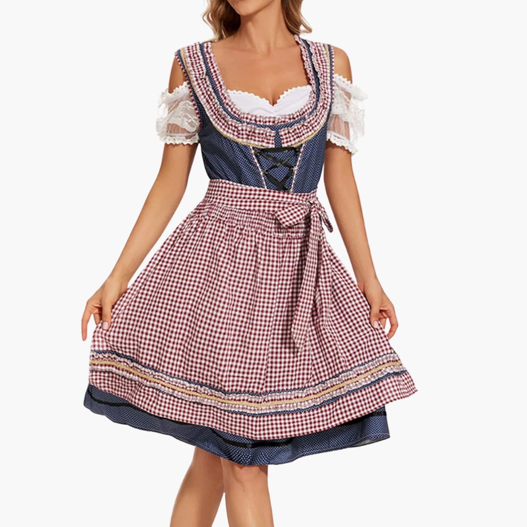 Checkered Dirndl Dress for Women | Knee-Length 1