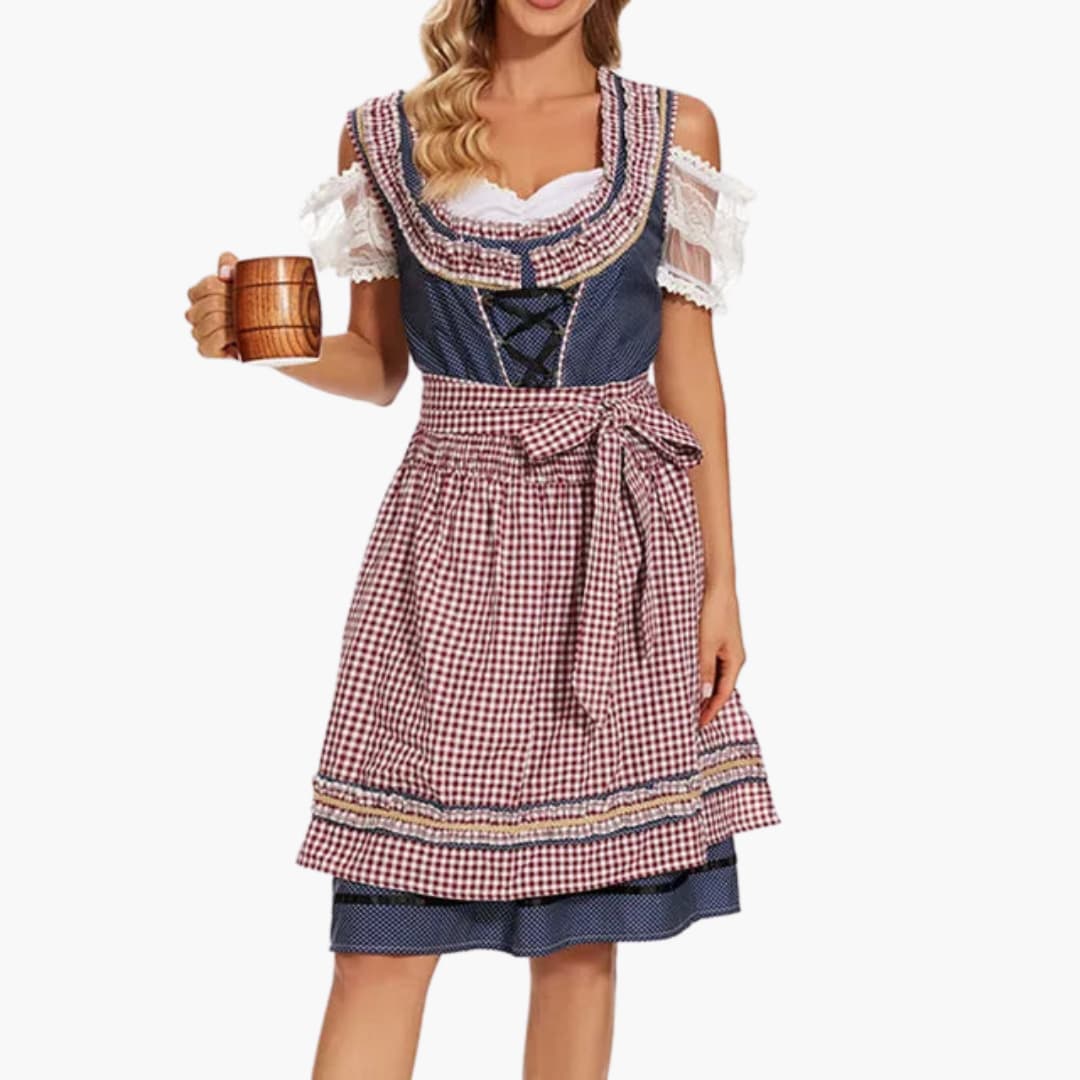 Checkered Dirndl Dress for Women | Knee-Length 2