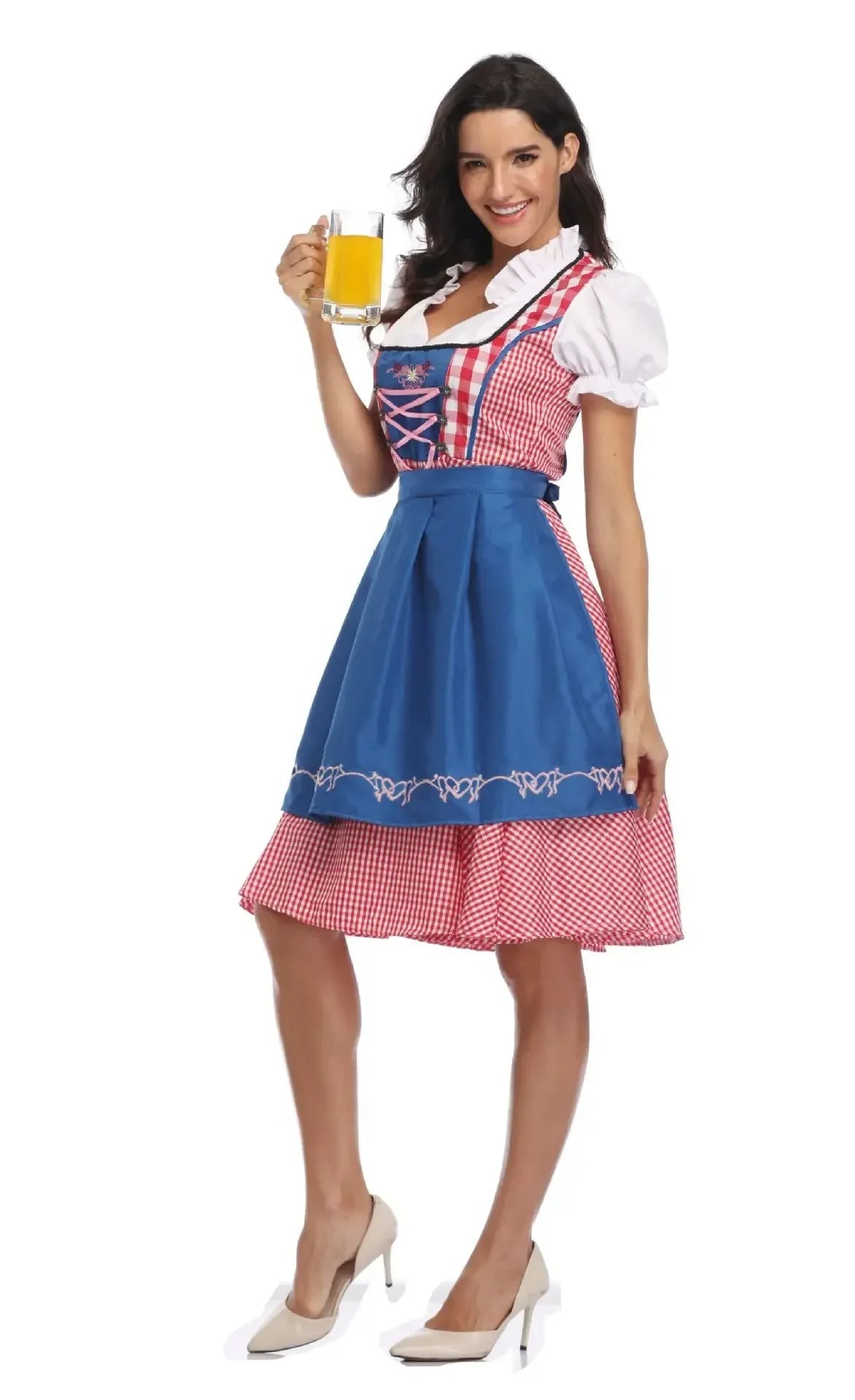 Checkered Inspired Dirndl Dress | Oktoberfest Outfit | Blue