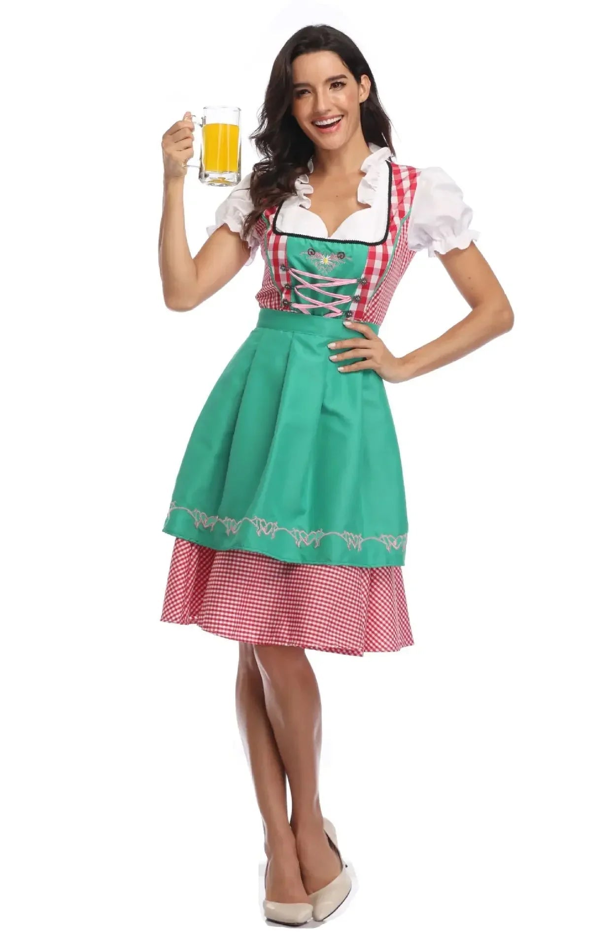 Checkered Inspired Dirndl Dress | Oktoberfest Outfit | Green