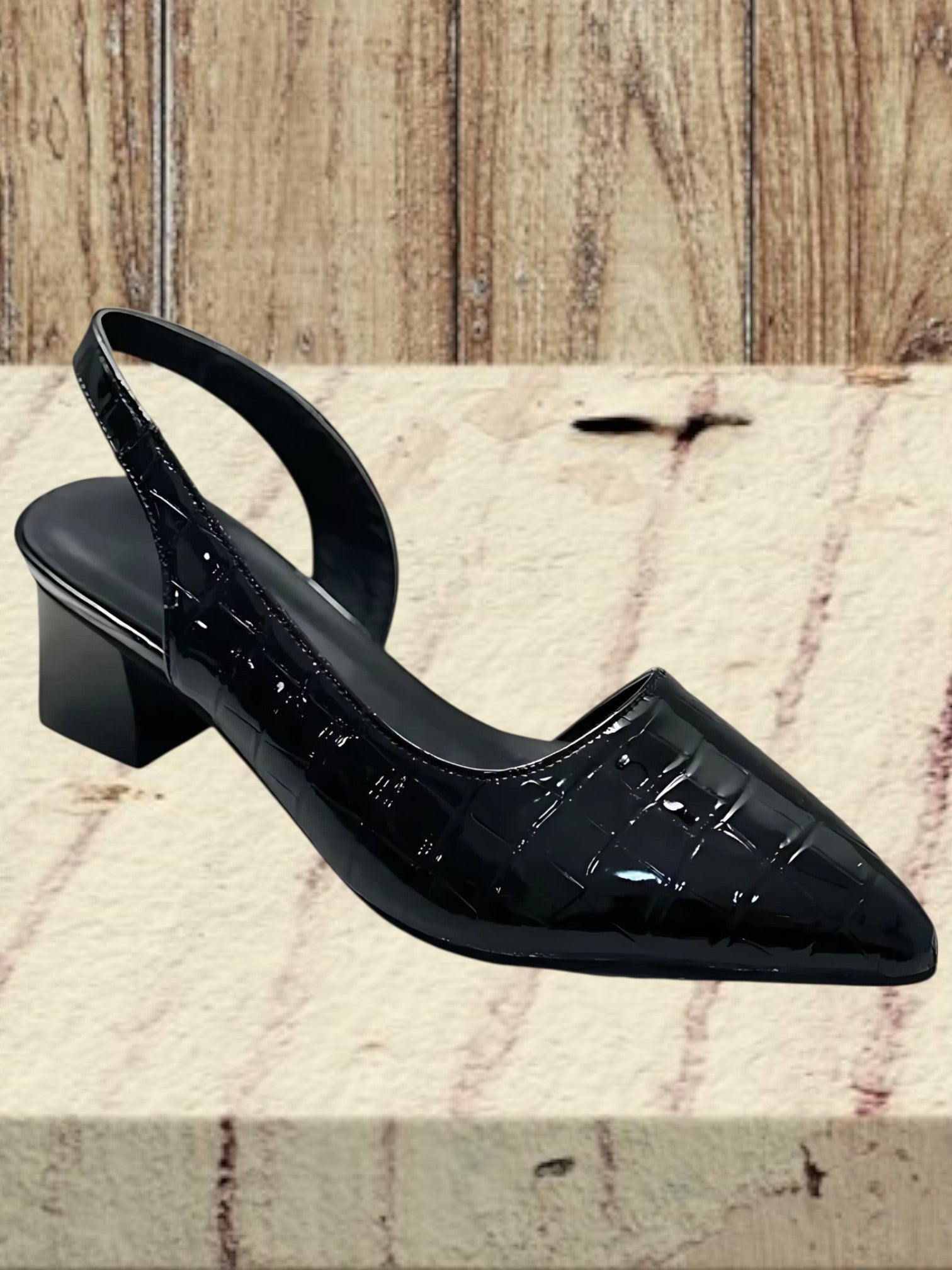 Chic Pointed Toe Sandals for Women in Faux Leather | Black 2