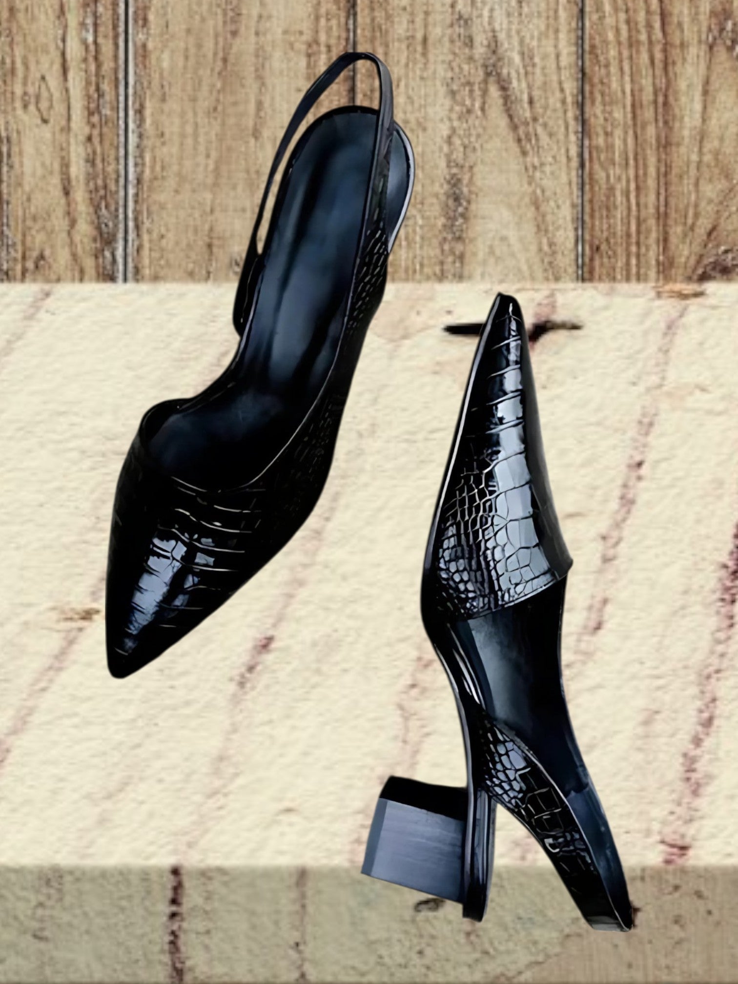Chic Pointed Toe Sandals for Women in Faux Leather | Black 3