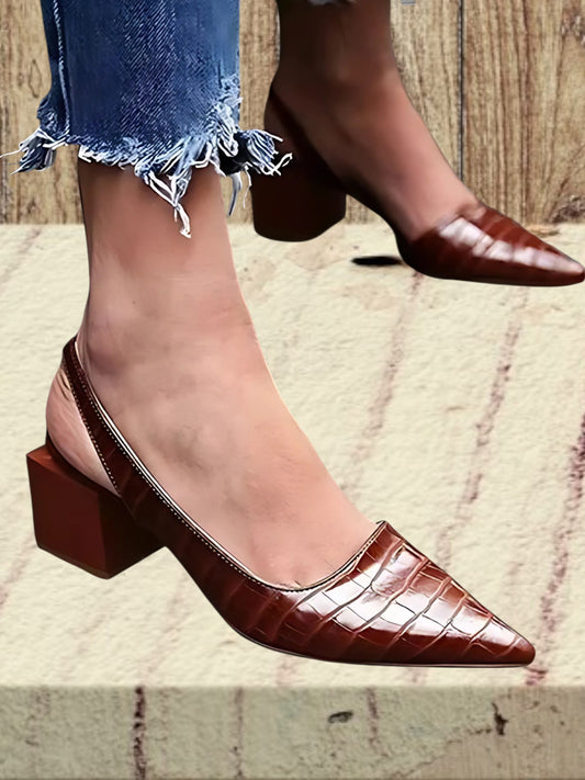 Chic Pointed Toe Sandals for Women in Faux Leather | Dark Brown