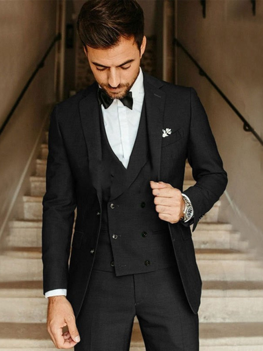 Classic 3-Piece Suit Set for Men | Tailored Fit | Black