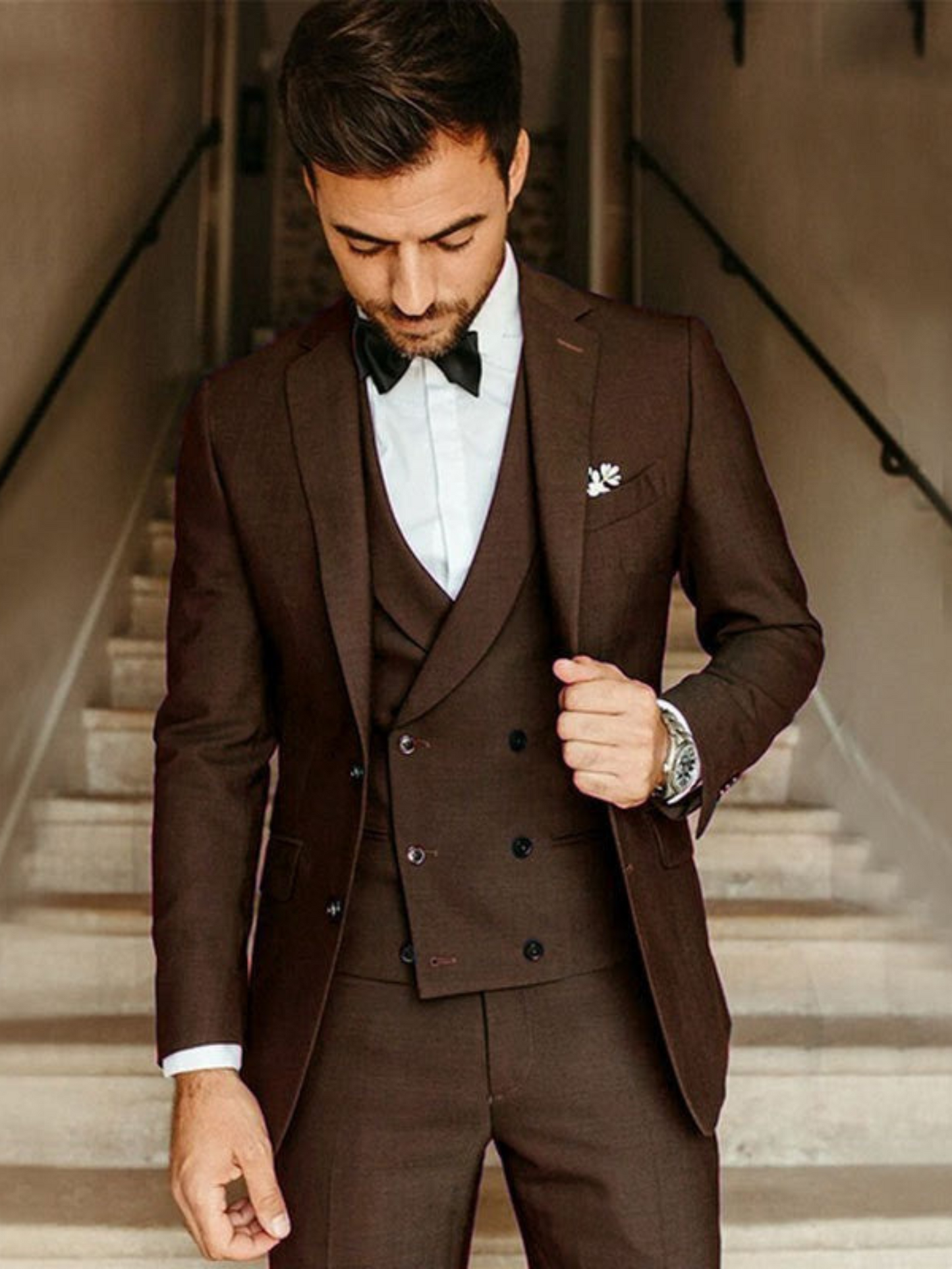 Classic 3-Piece Suit Set for Men | Tailored Fit | Brown