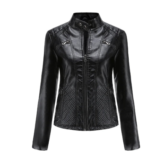Classic Leather Jacket for Women | Timeless Fit | Black