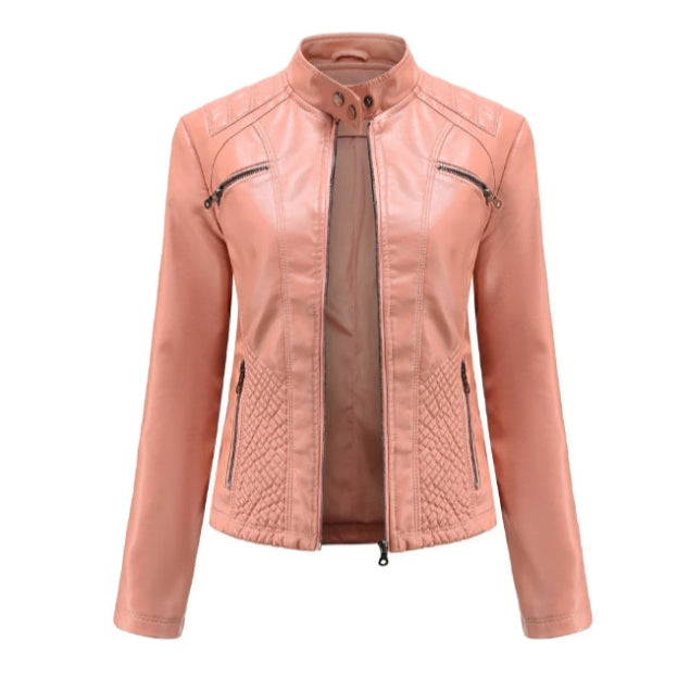 Classic Leather Jacket for Women | Timeless Fit | Pink