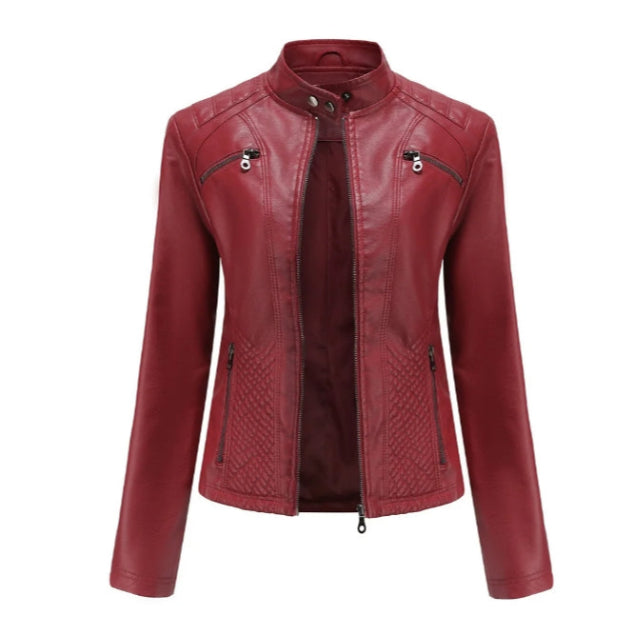 Classic Leather Jacket for Women | Timeless Fit | Red