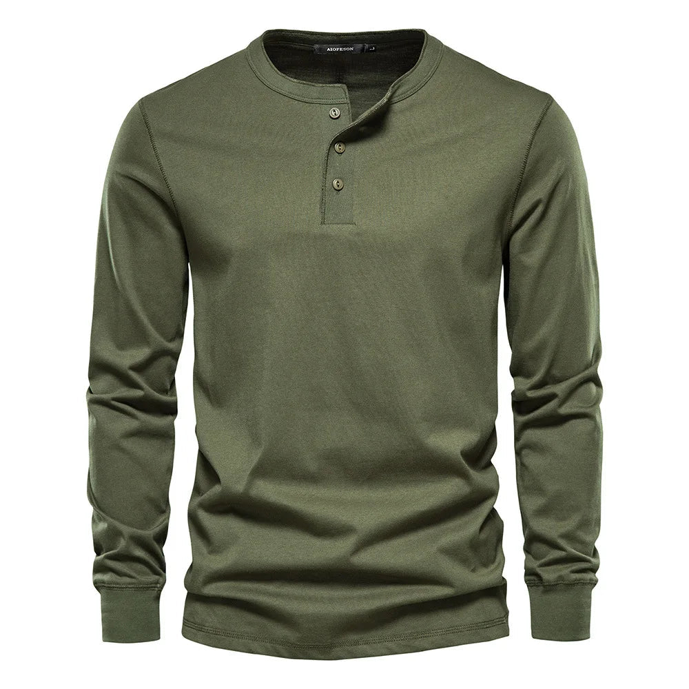 Classic Long Sleeve Shirt for Men | Relaxed Fit |  Army Green