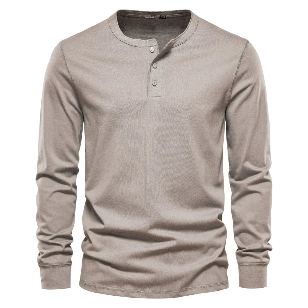 Classic Long Sleeve Shirt for Men | Relaxed Fit |  Beige