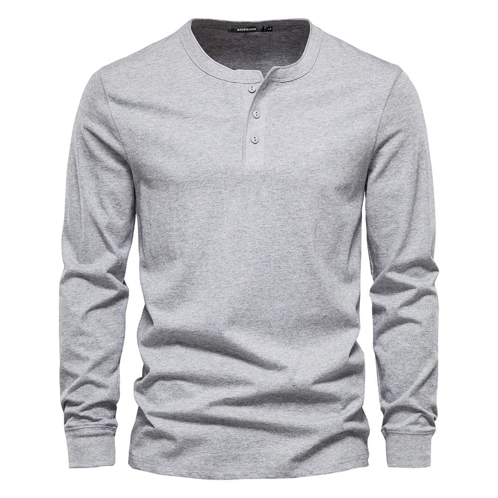 Classic Long Sleeve Shirt for Men | Relaxed Fit | Light Gray