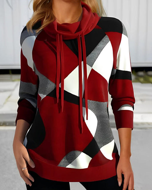 Color Block Sweatshirt for Women | Geometric Pattern