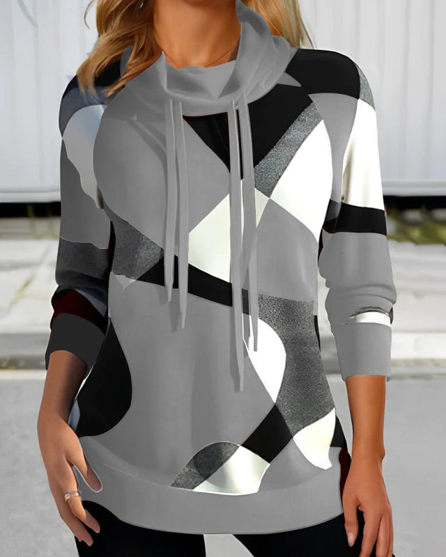 Color Block Sweatshirt for Women | Geometric Pattern
