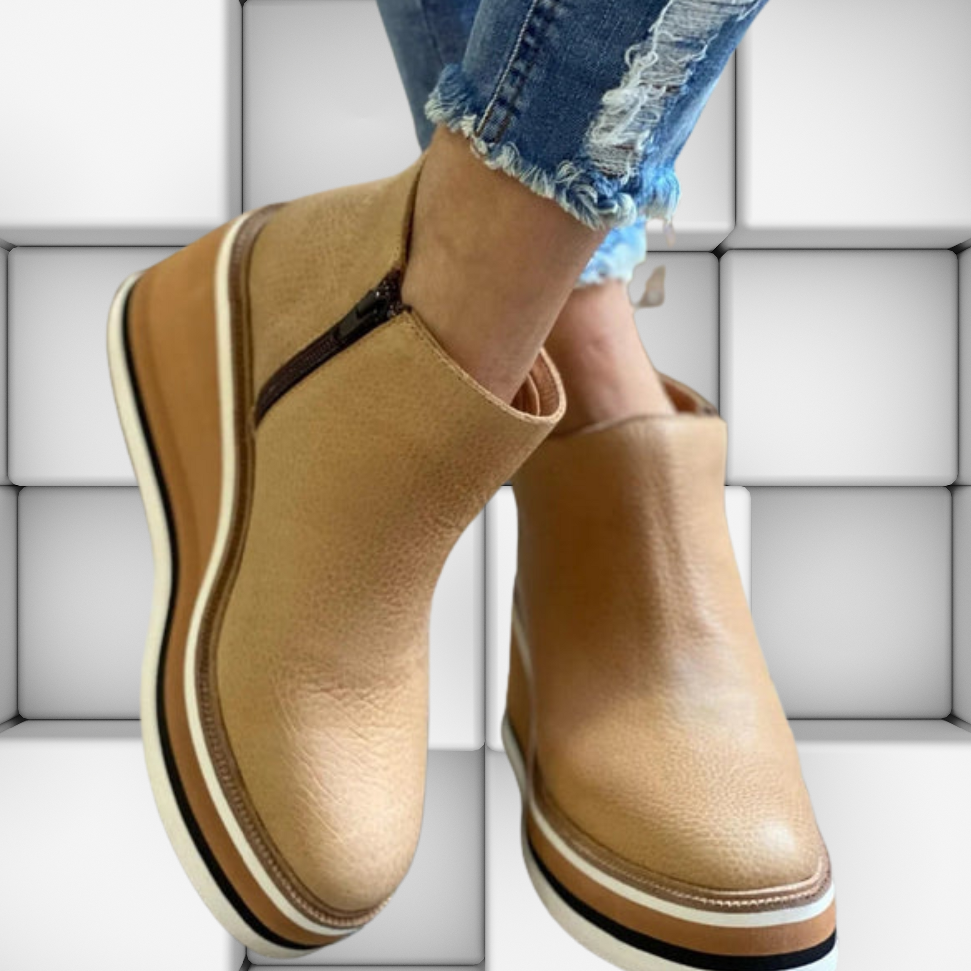 Comfortable Wedge Heel Shoe Boots for Daily Wear | Beige