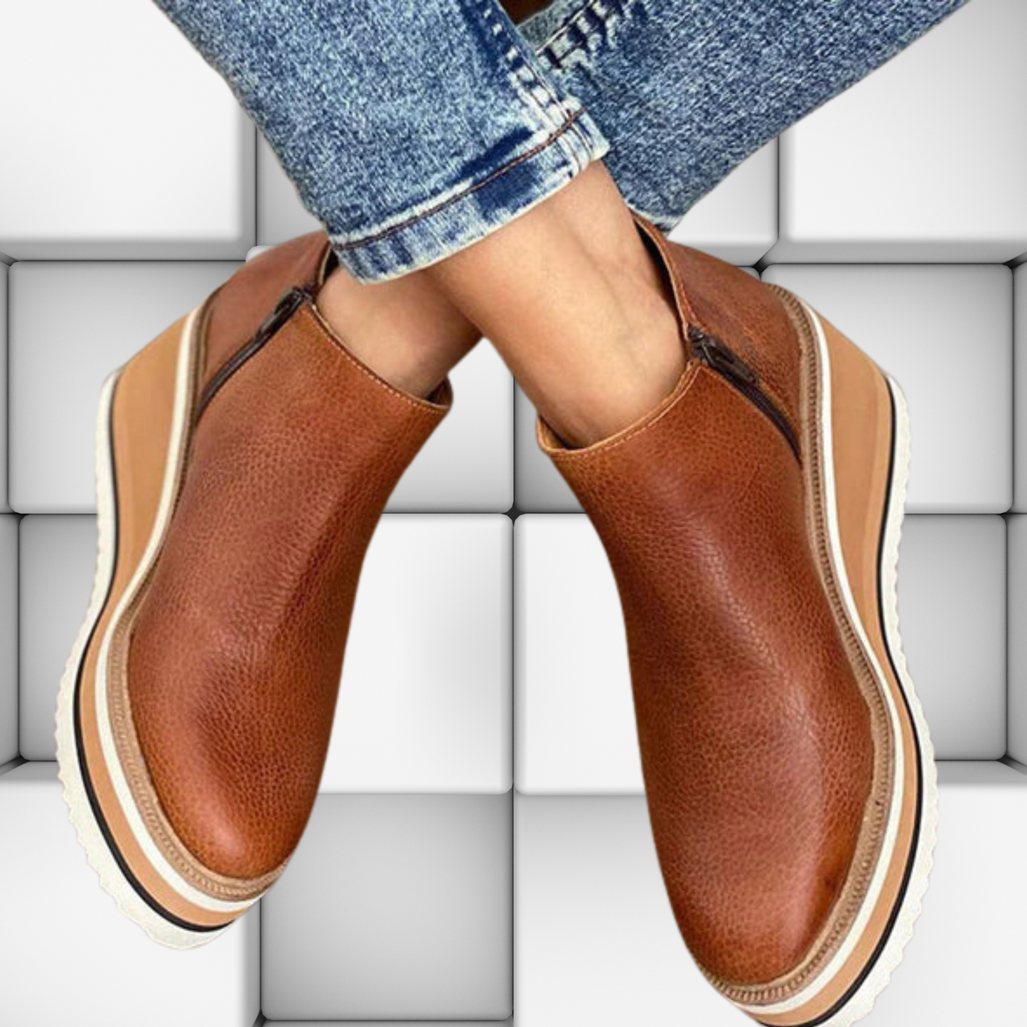 Comfortable Wedge Heel Shoe Boots for Daily Wear | Darkbrown