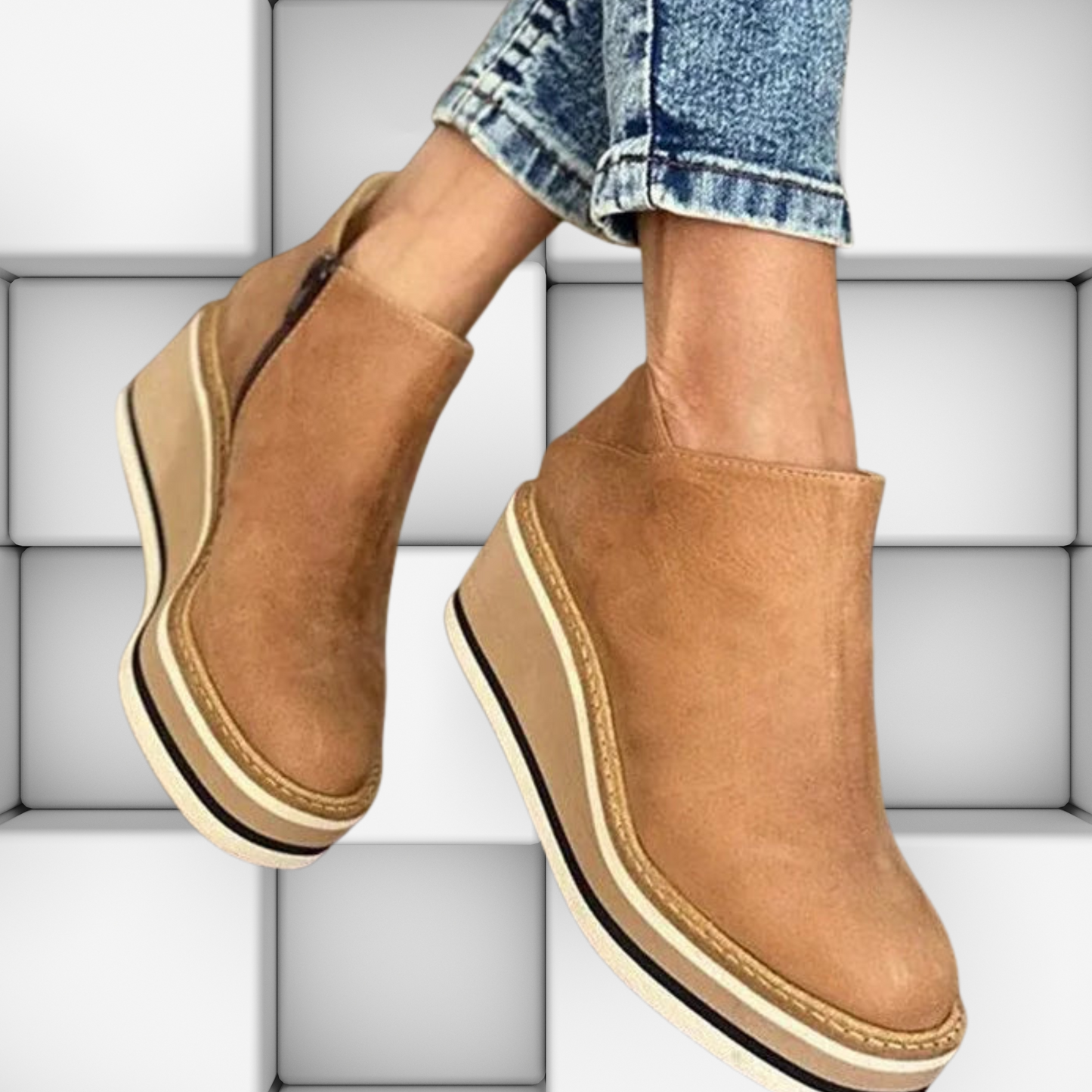 Comfortable Wedge Heel Shoe Boots for Daily Wear | Khaki