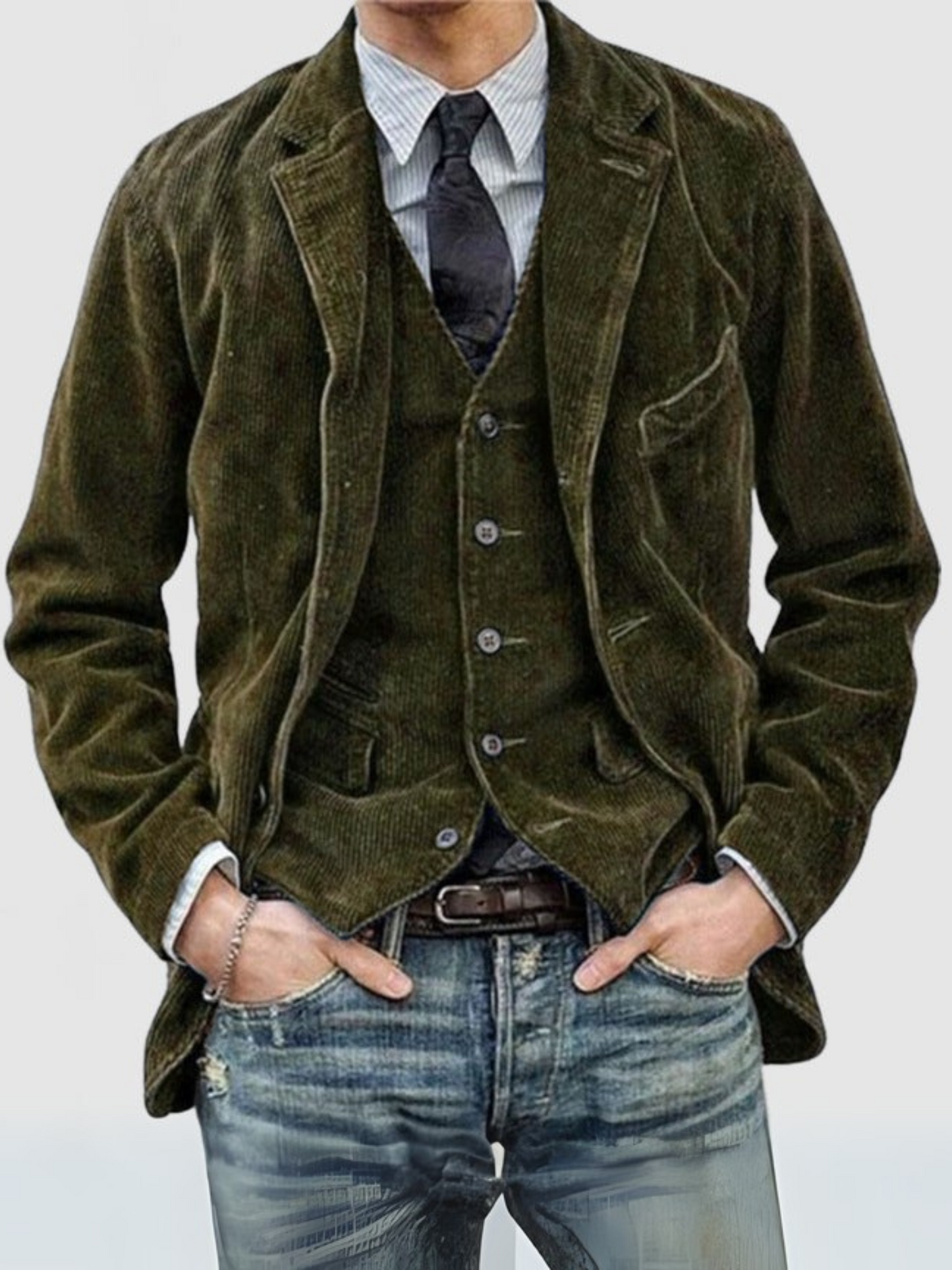 Cord Blazer Jacket for Men | Comfortable Fit | Army green