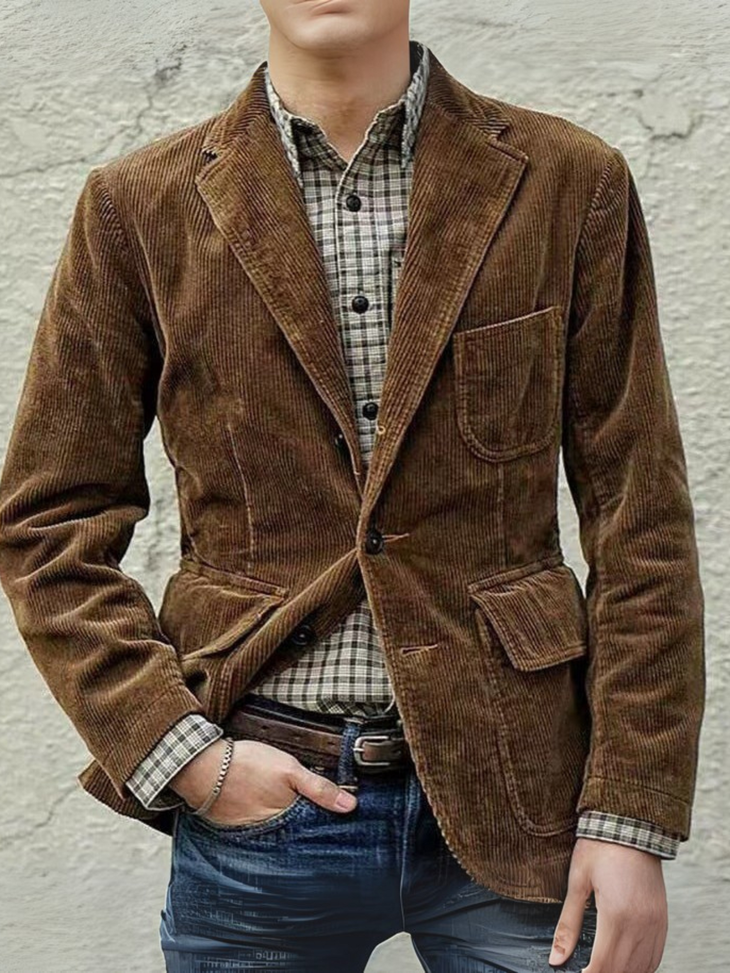 Cord Blazer Jacket for Men | Comfortable Fit | Brown