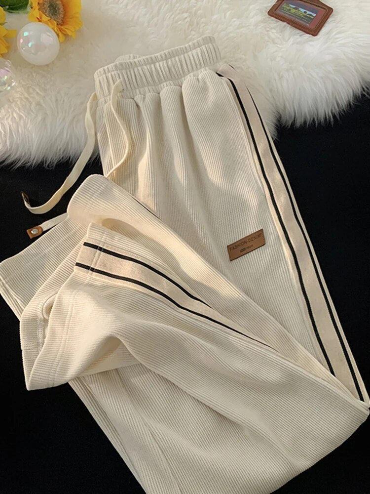 Corduroy Pants for Men, Striped Design | Relaxed Fit | White