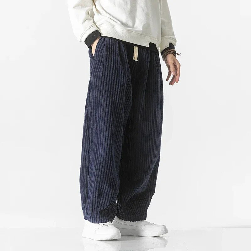 Corduroy Trouser for Men  | Relaxed Jogger Style | Dark Blue