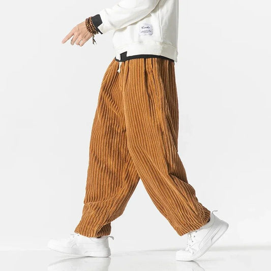Corduroy Trouser for Men  | Relaxed Jogger Style | Khaki