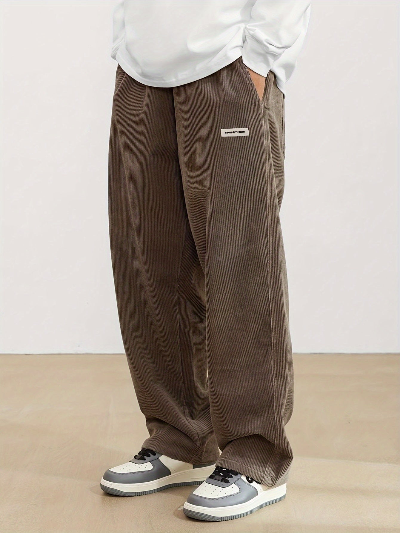 Corduroy Trouser for Men | Wide Leg, Long Length | Brown