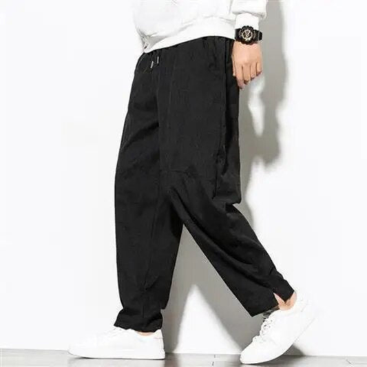 Corduroy Trouser for Men | Wide Leg Vintage Design | Black