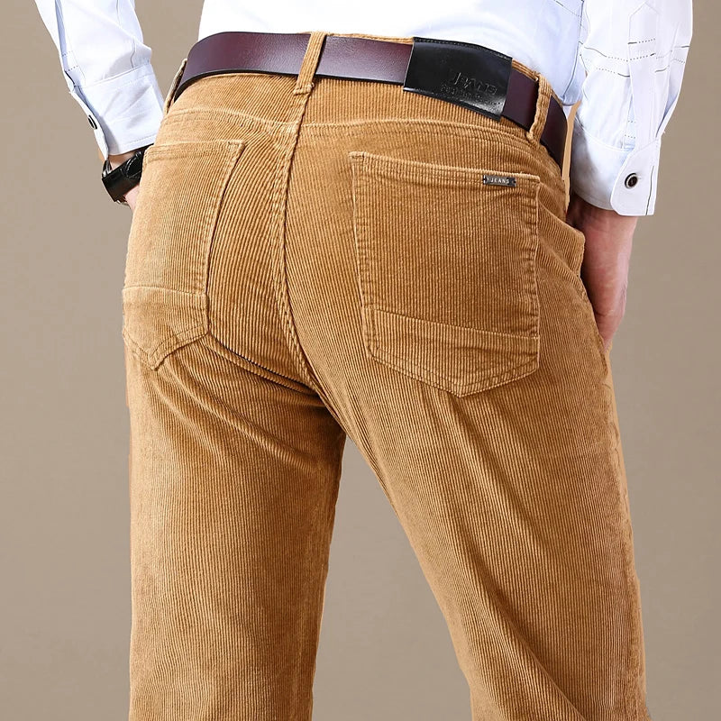  Corduroy Trousers for Men, Classic | Regular Fit | Khaki