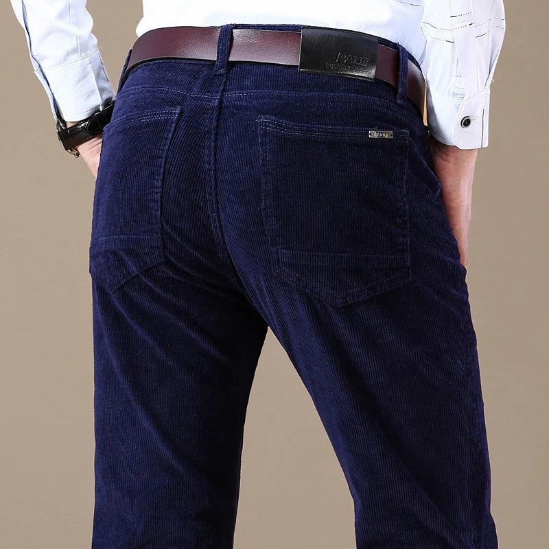  Corduroy Trousers for Men, Classic | Regular Fit | Navy Blue