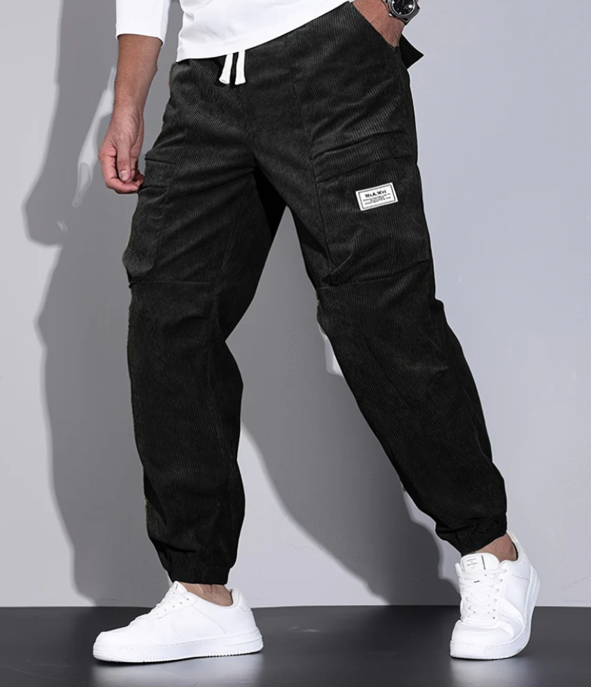  Corduroy Trousers for Men, Comfortable Fit, | Practical pockets | Black