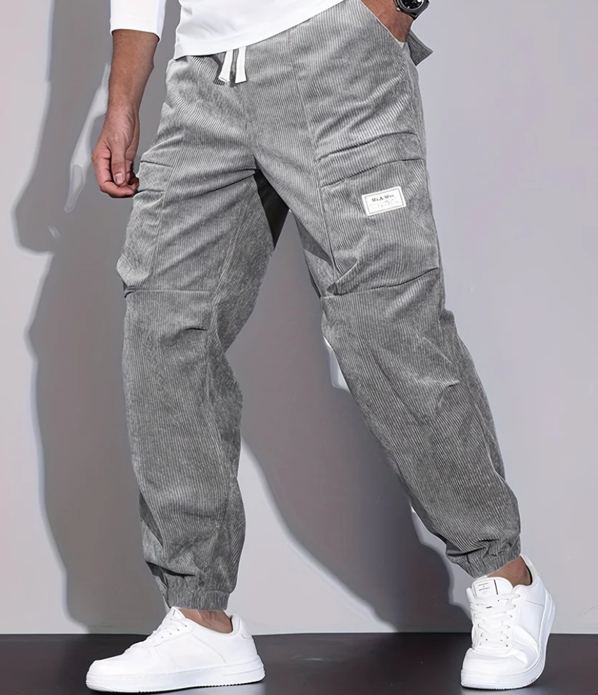  Corduroy Trousers for Men, Comfortable Fit, | Practical pockets | Gray