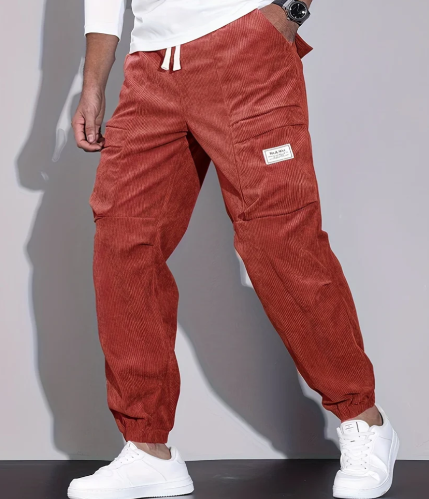  Corduroy Trousers for Men, Comfortable Fit, | Practical pockets | Red