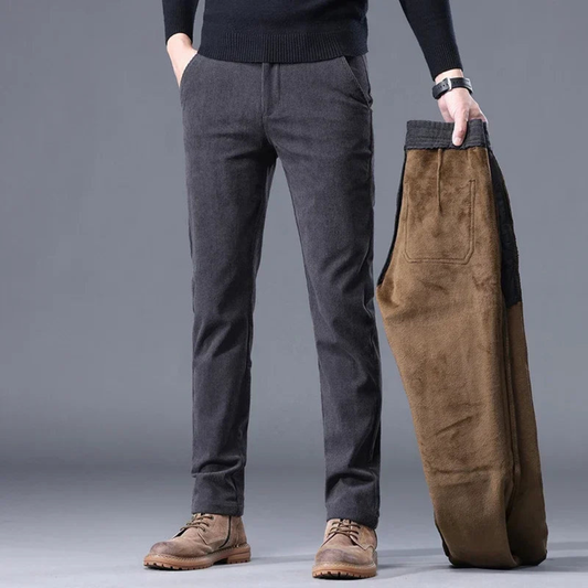 Corduroy Trousers for Men, Fleece-Lined | Winter | Dark Gray